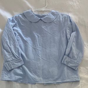 Lime Green blue check Peter Pan collar shirt size 3t